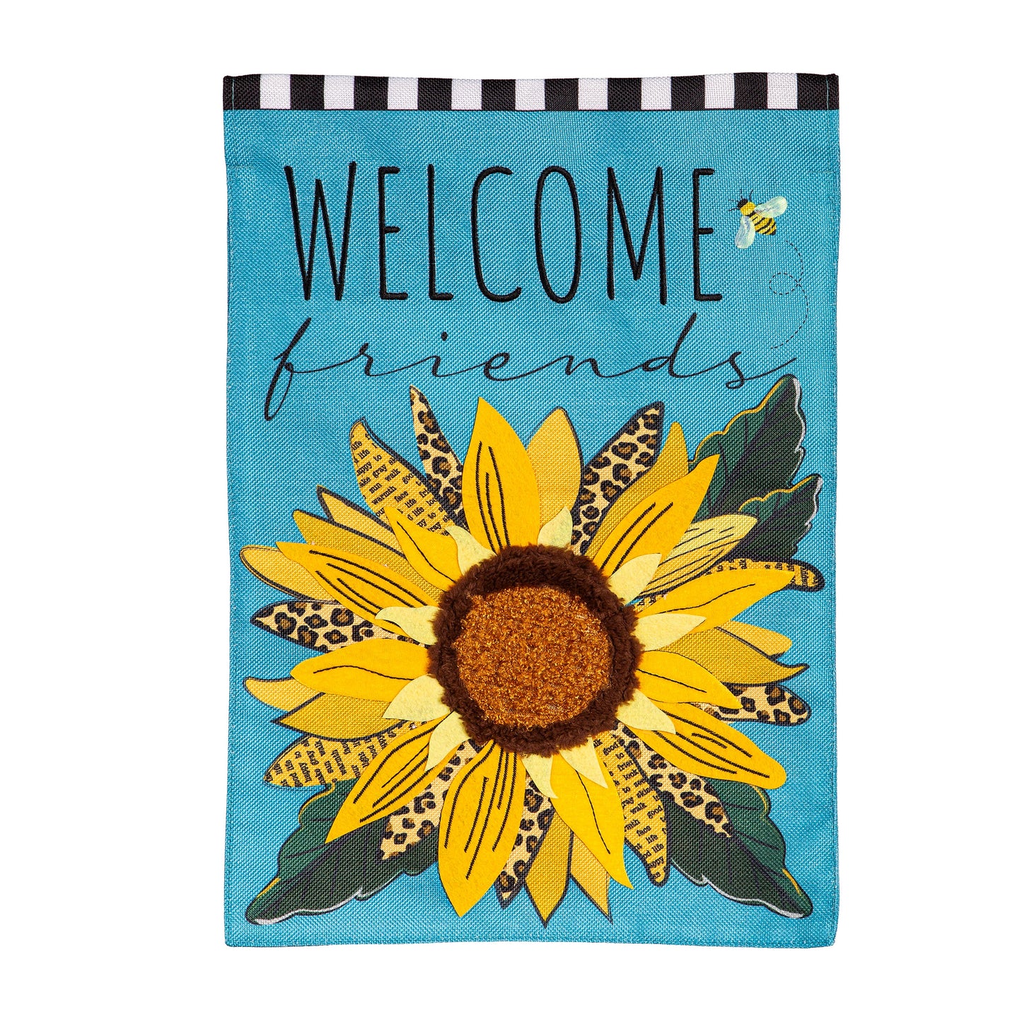 Garden Flag - Welcome Friends Leopard Sunflower