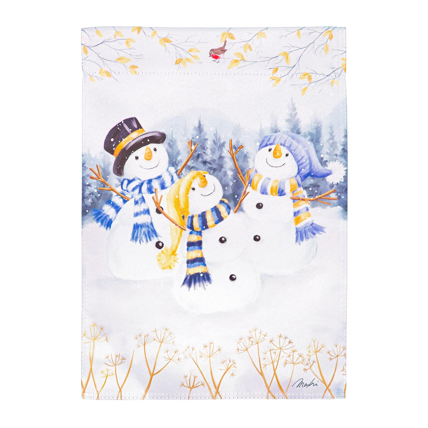 House Flag - Happy Snowman Suede