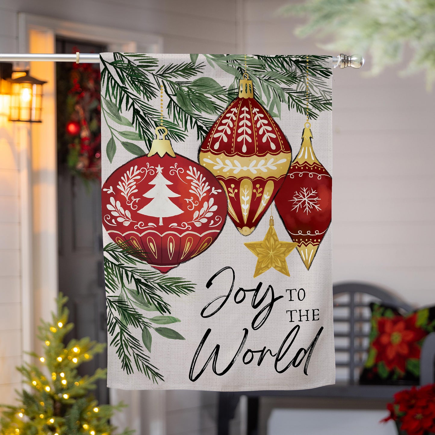 House Flag - Joy to the World Ornaments Suede