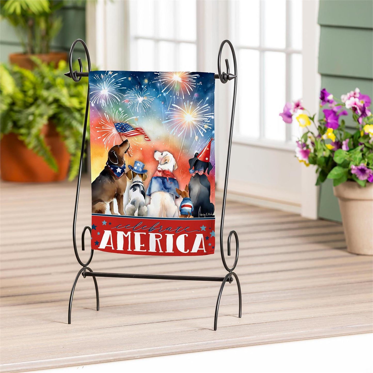 Garden Flag - Patriotic Pups Suede