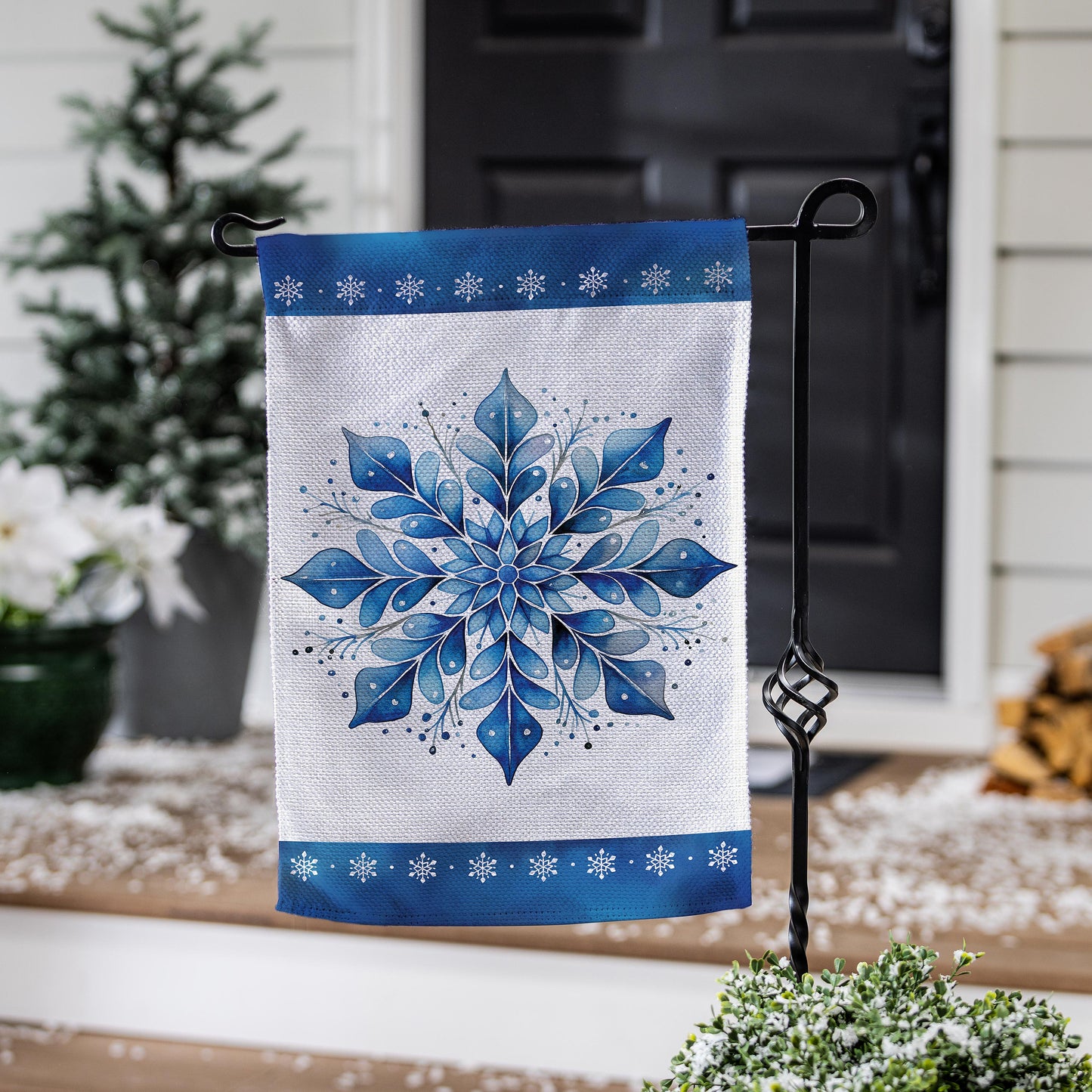 Garden Flag - Sparkling Snowflake Burlap