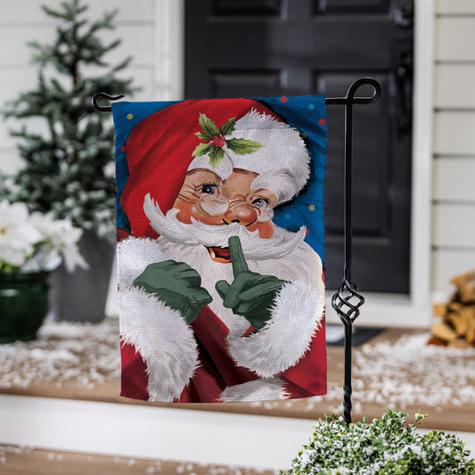 Garden Flag - Traditional Santa Portrait Burlap