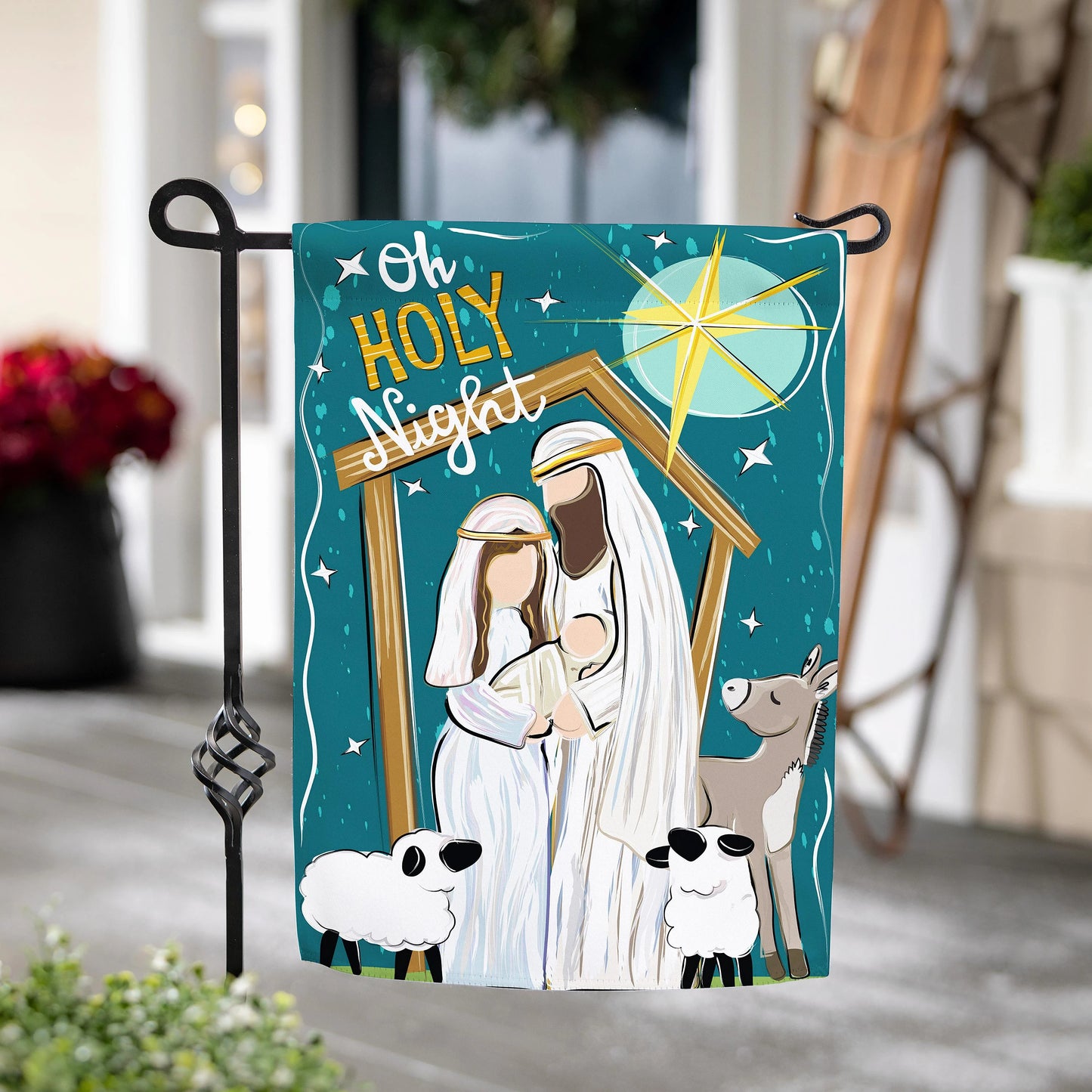 Garden Flag - Oh Holy Night Burlap