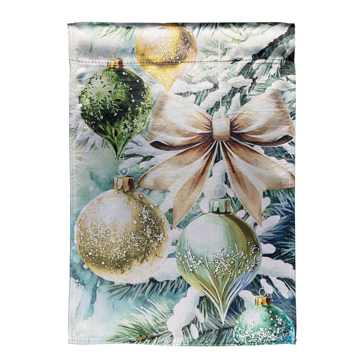 Garden Flag - Flocked Green & Gold Ornaments Lustre