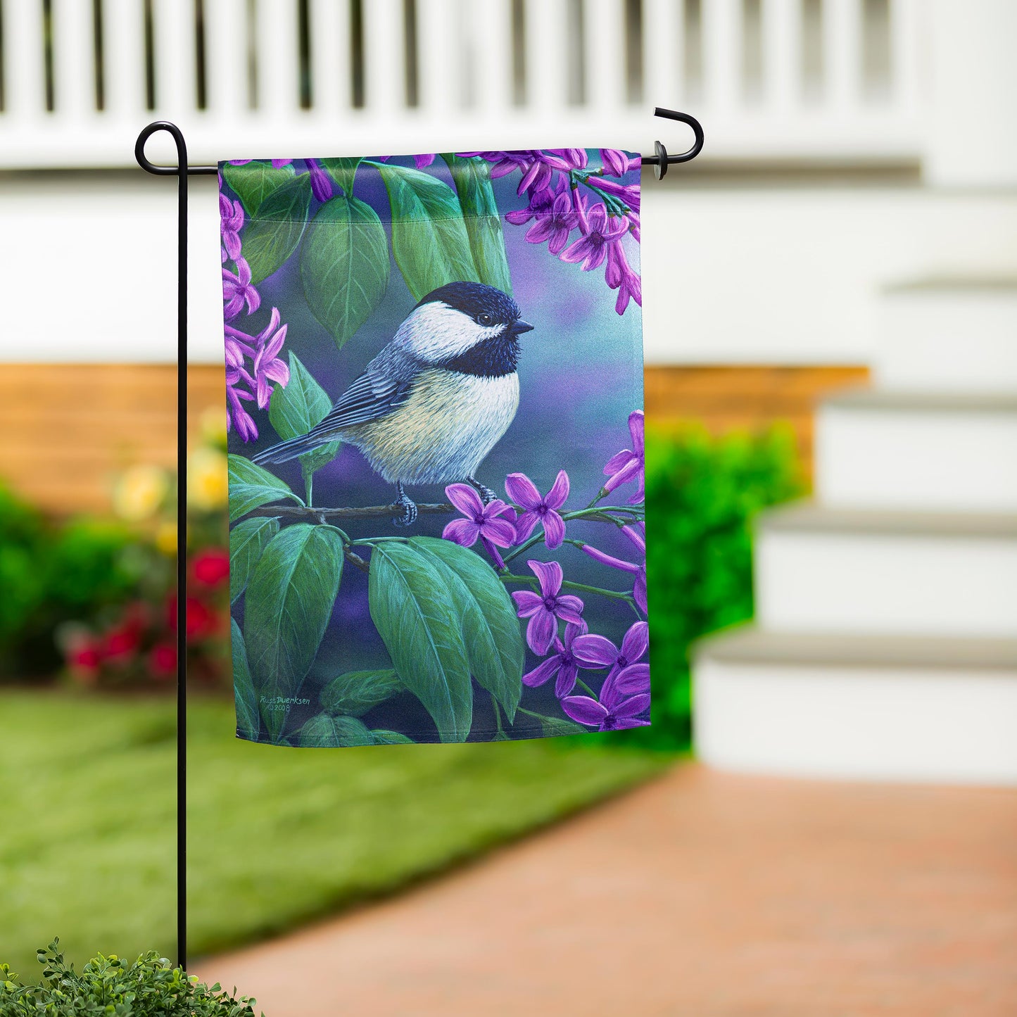 Garden Flag - Chickadee on Lilac