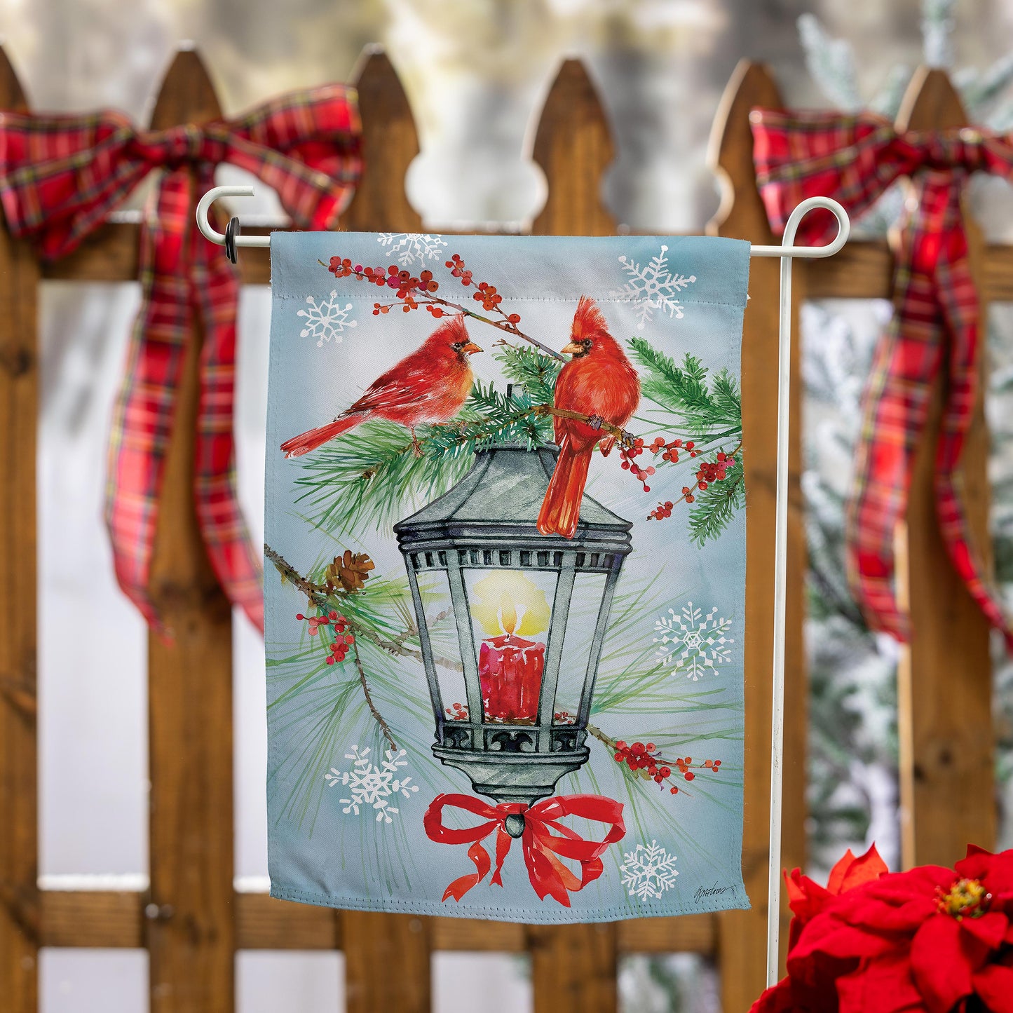 Garden Flag - Cardinal Lantern Suede