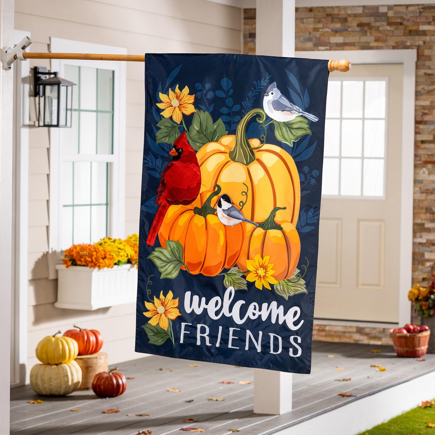 House Flag - Welcome Friends of Fall Applique