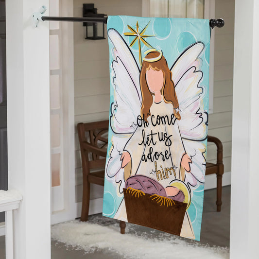 House Flag - Oh Come Let Us Adore Him Applique