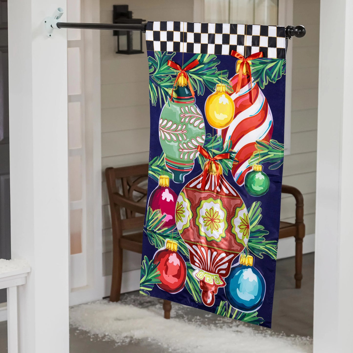 House Flag - Happy Holidays Ornaments Applique