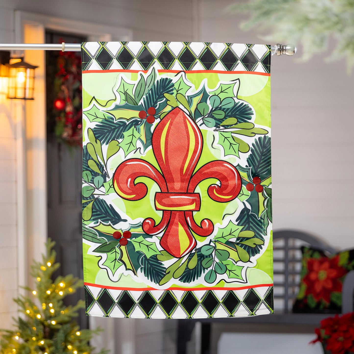 House Flag - Holiday Fleur De Lis Applique
