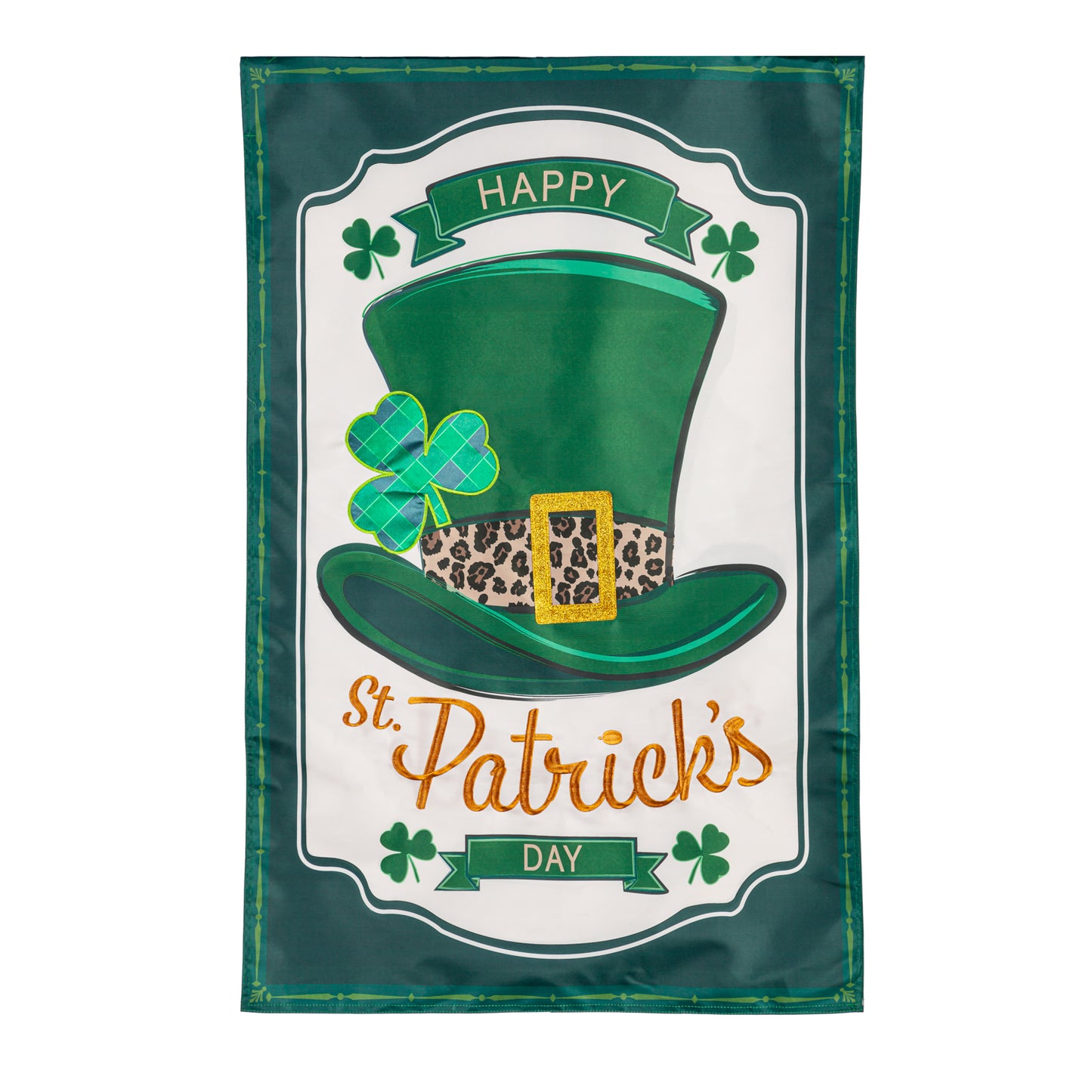 St. Patricks Day Top Hat House Flag