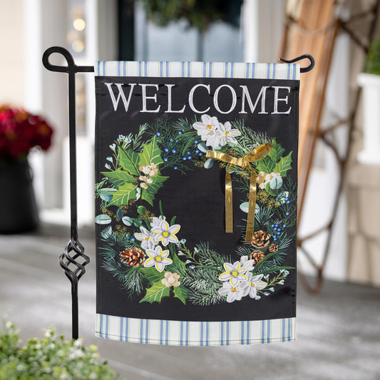 Garden Flag - Winter Foliage Welcome Applique
