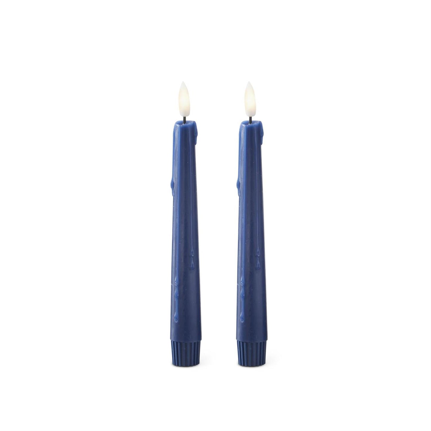 Set of 2 8 Inch Dark Blue LED Drip Taper Candles w/Timer