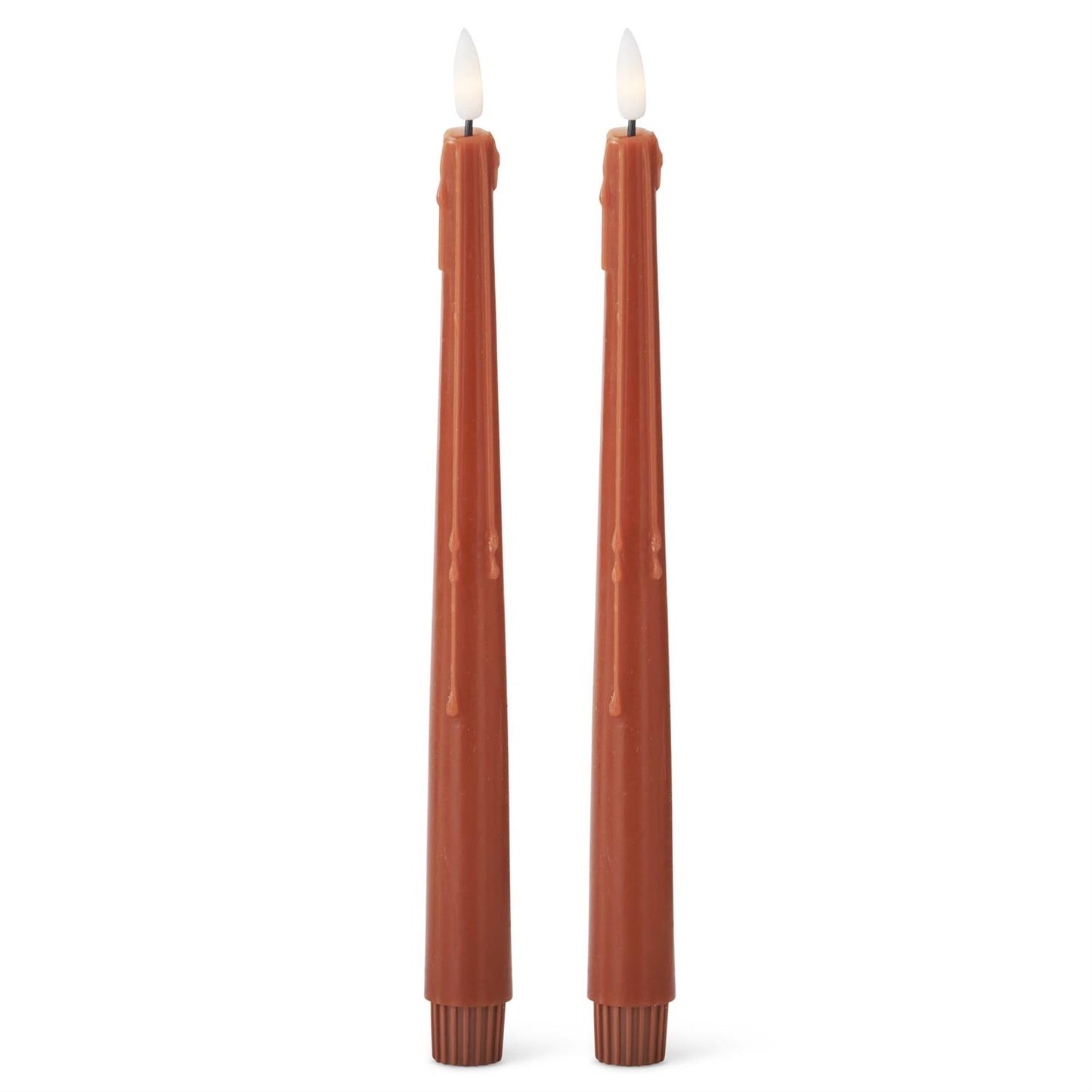 Set of 2 11.5 Inch Rust LED Drip Taper Candles w/Timer