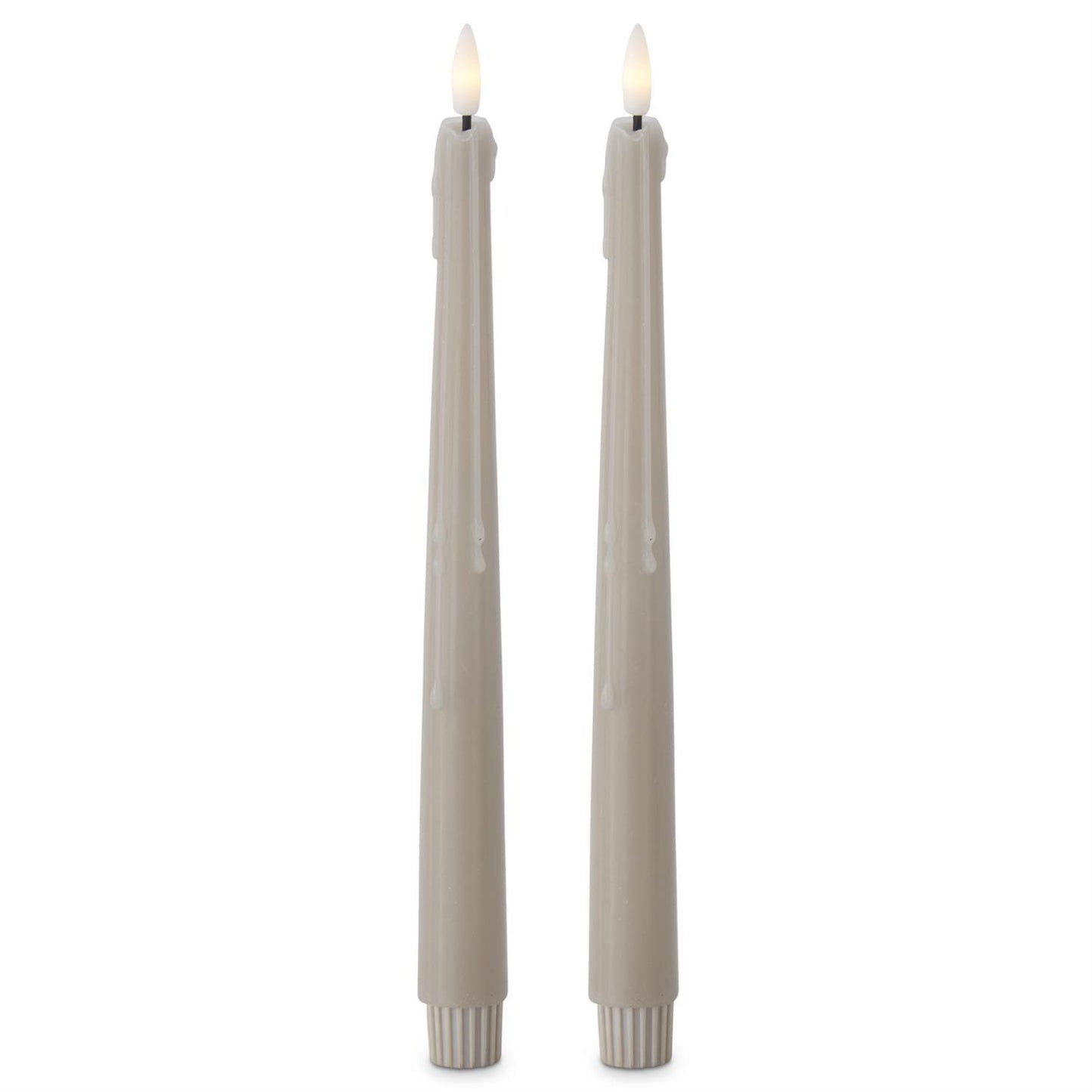 Set of 2 11.5 Inch Taupe LED Drip Taper Candles w/ Timer