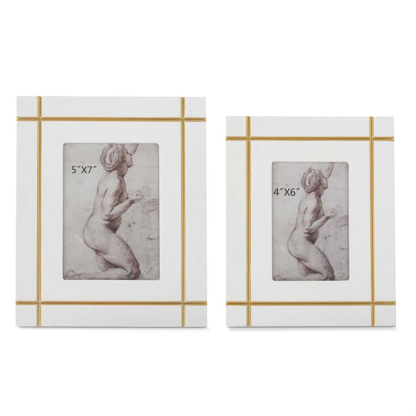 4x6 Gold Inlay White Photo Frame