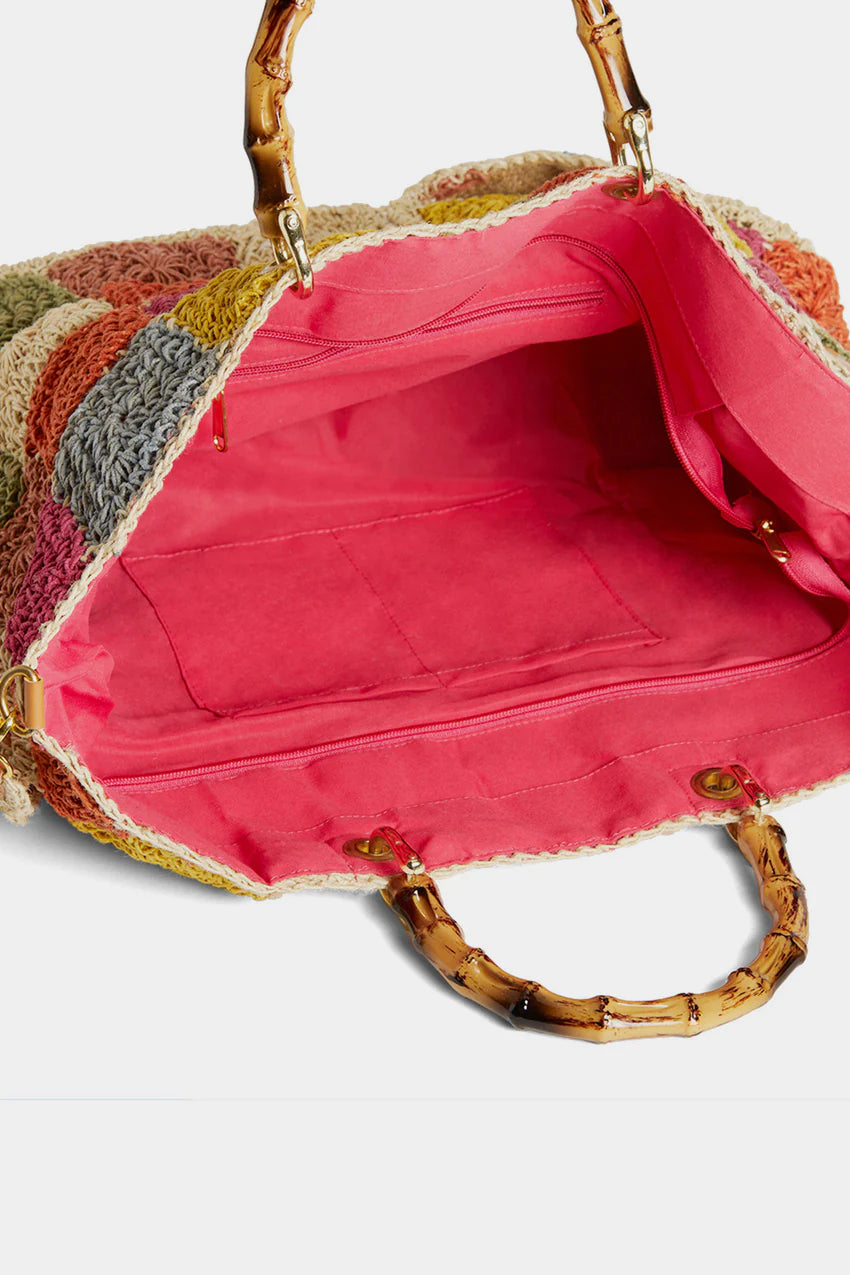 Bliss Floral Tote w/ Bamboo Handles