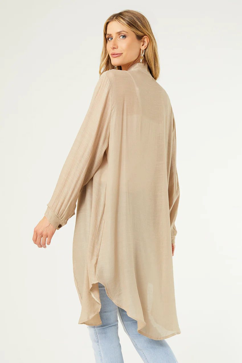 Angie Button Down Cardigan - Taupe