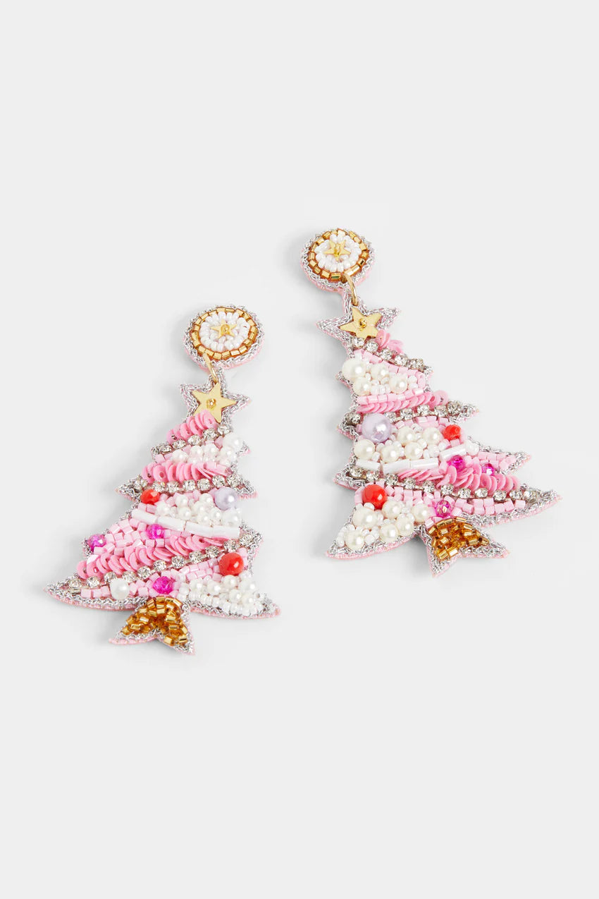 Christmas Tree Beaded Earrings