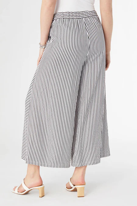 Dahlia Striped Textured Pants w/ Side Button