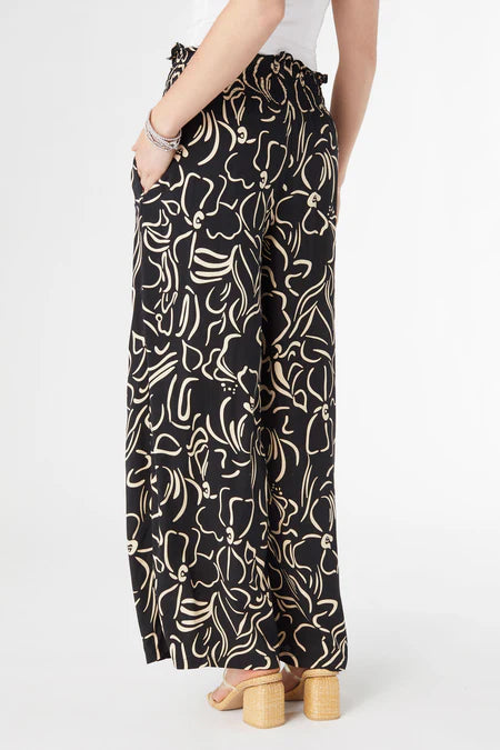Dinara Flowy Pant - Black/Tan