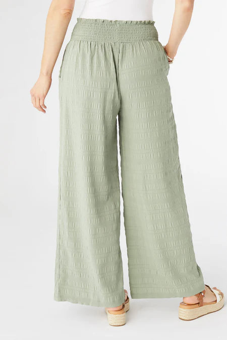 Lillian Flowy Textured Pant - Sage