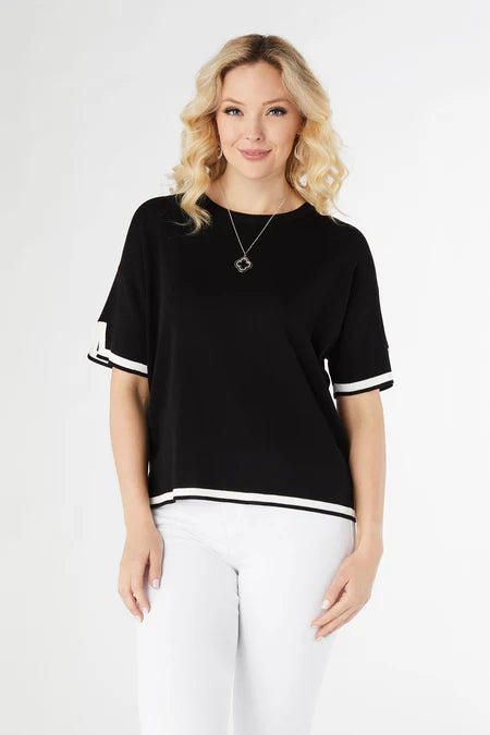 Seine Knot Border Trim Top - Black