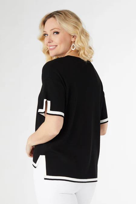 Seine Knot Border Trim Top - Black