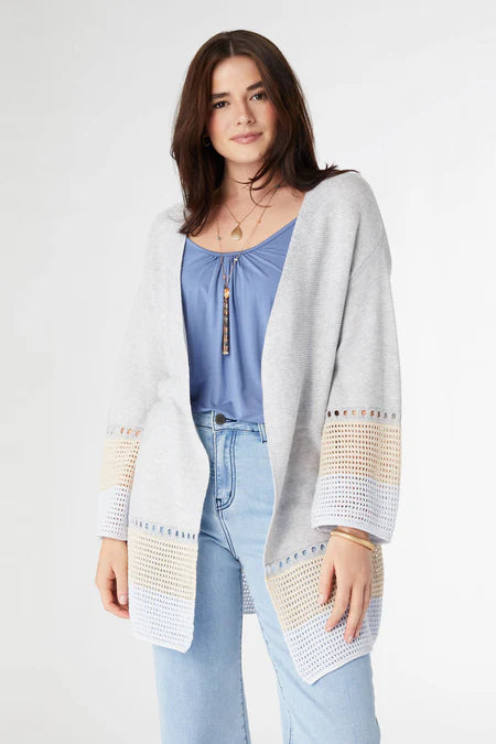 Judie Cardigan w/ Crochet Border - Grey