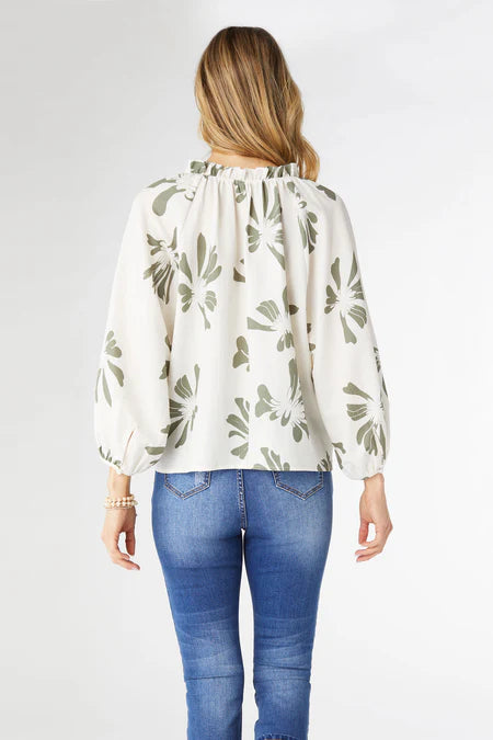 Marion Floral Print Blouse w/ Front Tie