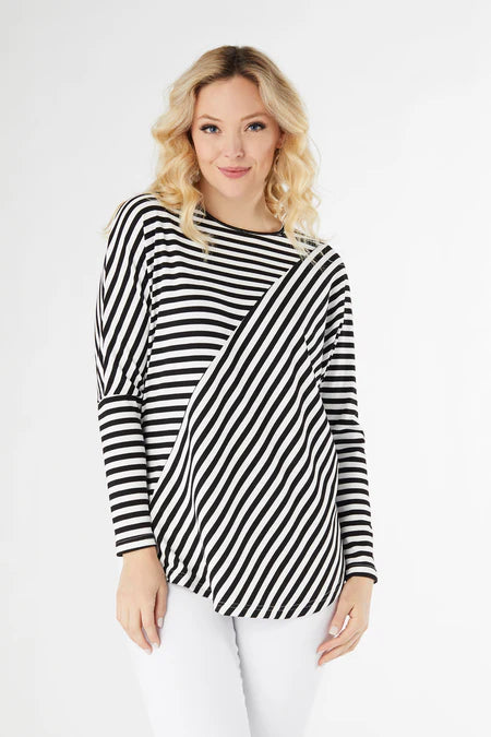Coby Striped Flowy Tunic - Black/White
