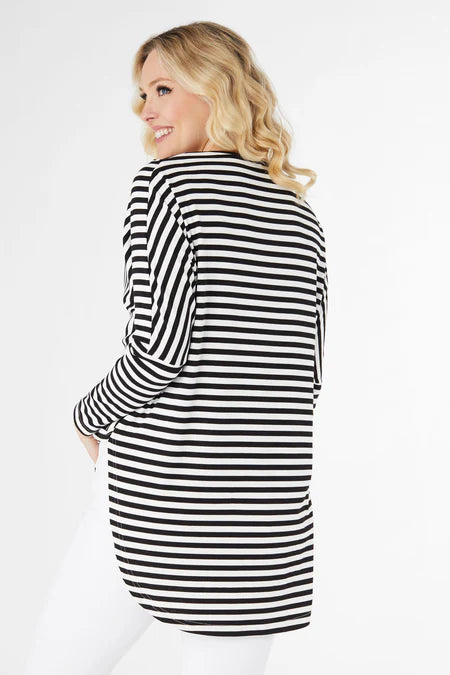 Coby Striped Flowy Tunic - Black/White