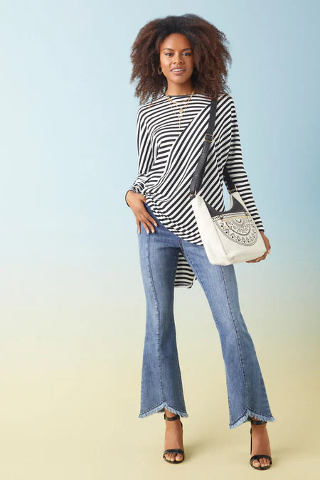 Coby Striped Flowy Tunic - Black/White