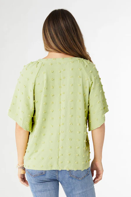 Stevie V-Neck Swiss Dot Top - Green