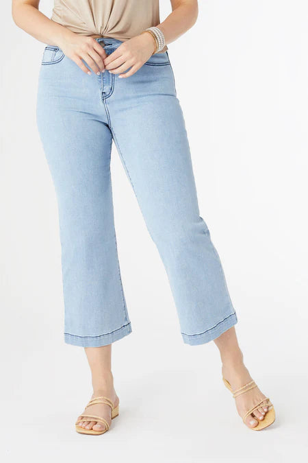 Bambu Soft Wide Leg Crop - Light Denim
