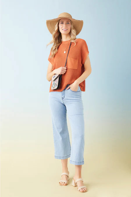 Bambu Soft Wide Leg Crop - Light Denim
