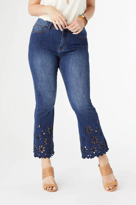 Bambu Soft Flare w/ Eyelet Flowers - Indigo