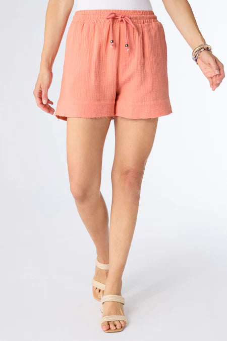 Elayna Gauze Shorts - Coral