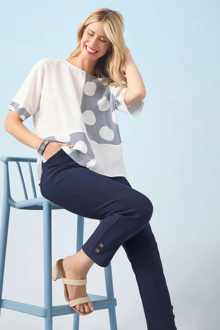 Georgie Ankle w/ Button Detail - Navy