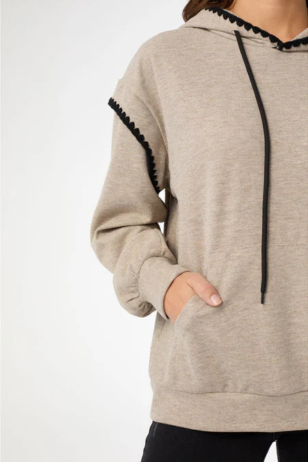 Josie Contrast Trim Hooded Sweatshirt