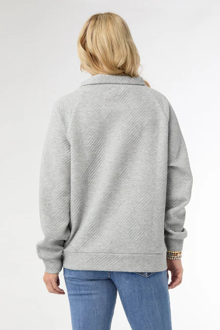 Phoenix Quilted Mock Neck Top - Grey