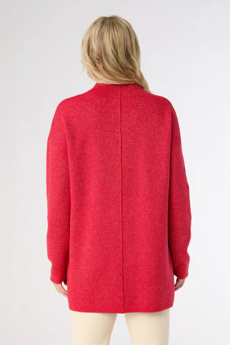 Heavenly Glitz Mock Neck Sweater - Red/Slvr