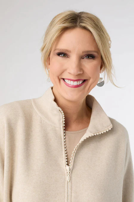 Heavenly-Luxe Rhinestone Cardi - Oatmeal