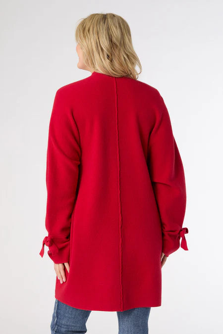 Heavenly-Luxe Bow Sleeve Cardi - Red