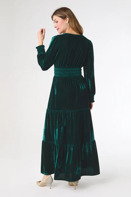 Brigid Velour Dress - Emerald