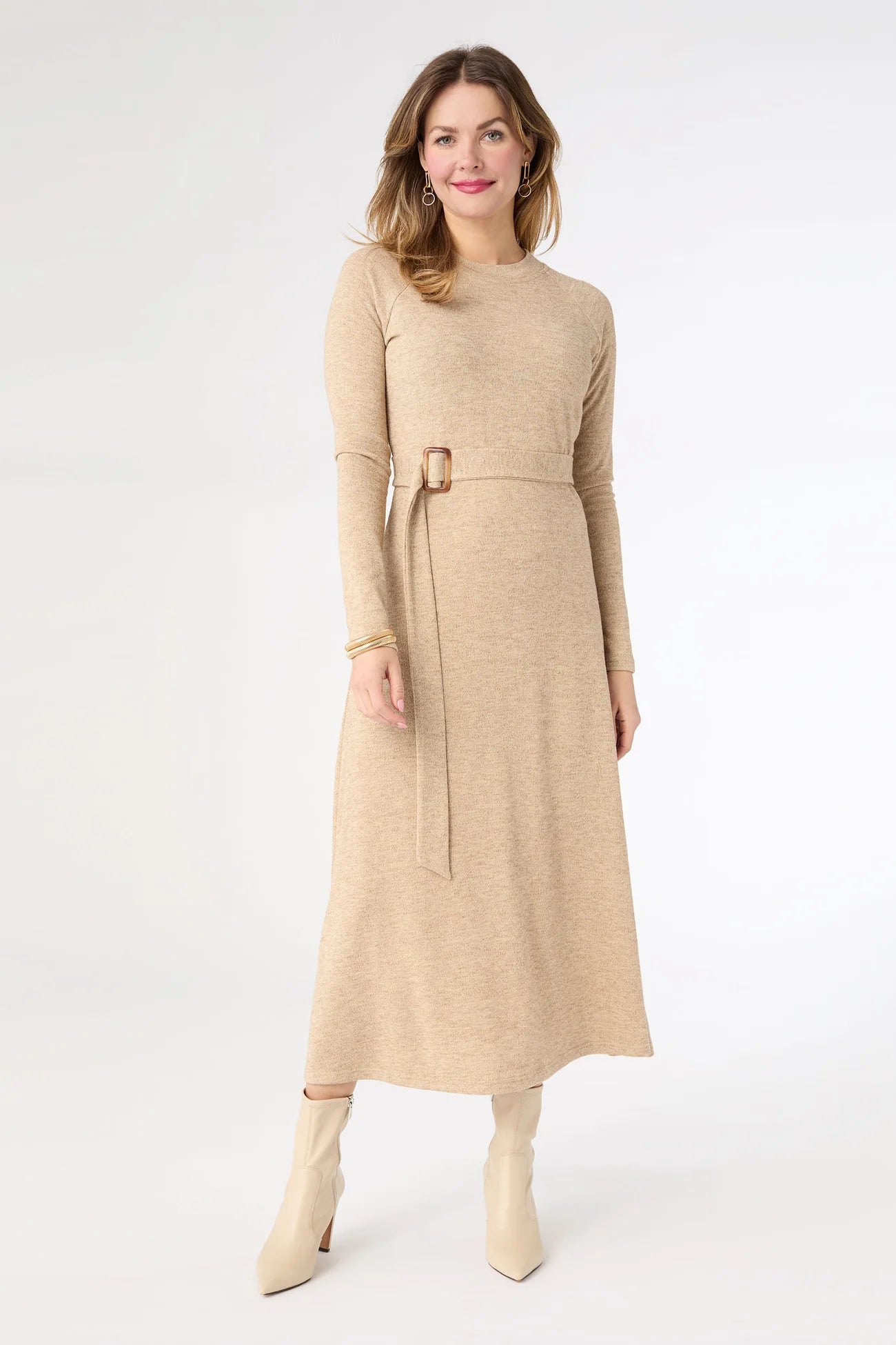 Julane Knit Dress w/ Belt - Camel