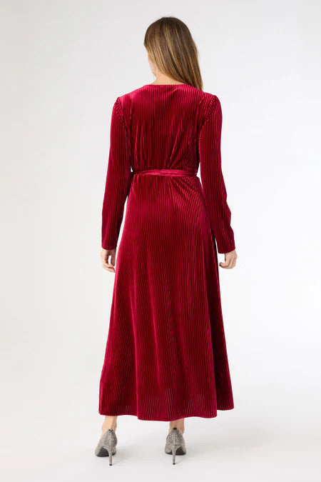 Iva Textured Wrap Dress - Cranberry