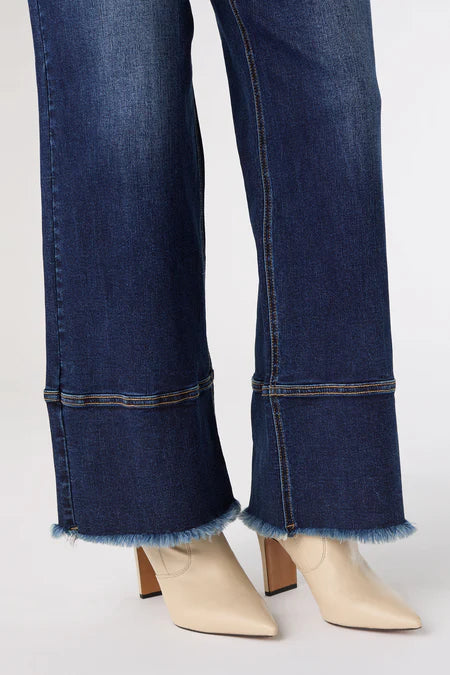 EverStretch Wide Leg w/ Raw Wide Hem - Indigo Dark