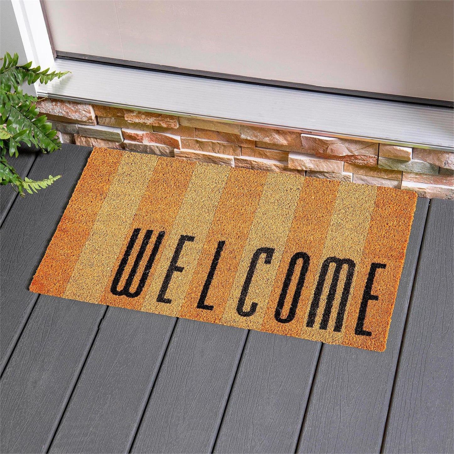 Coir Mat - Welcome Striped