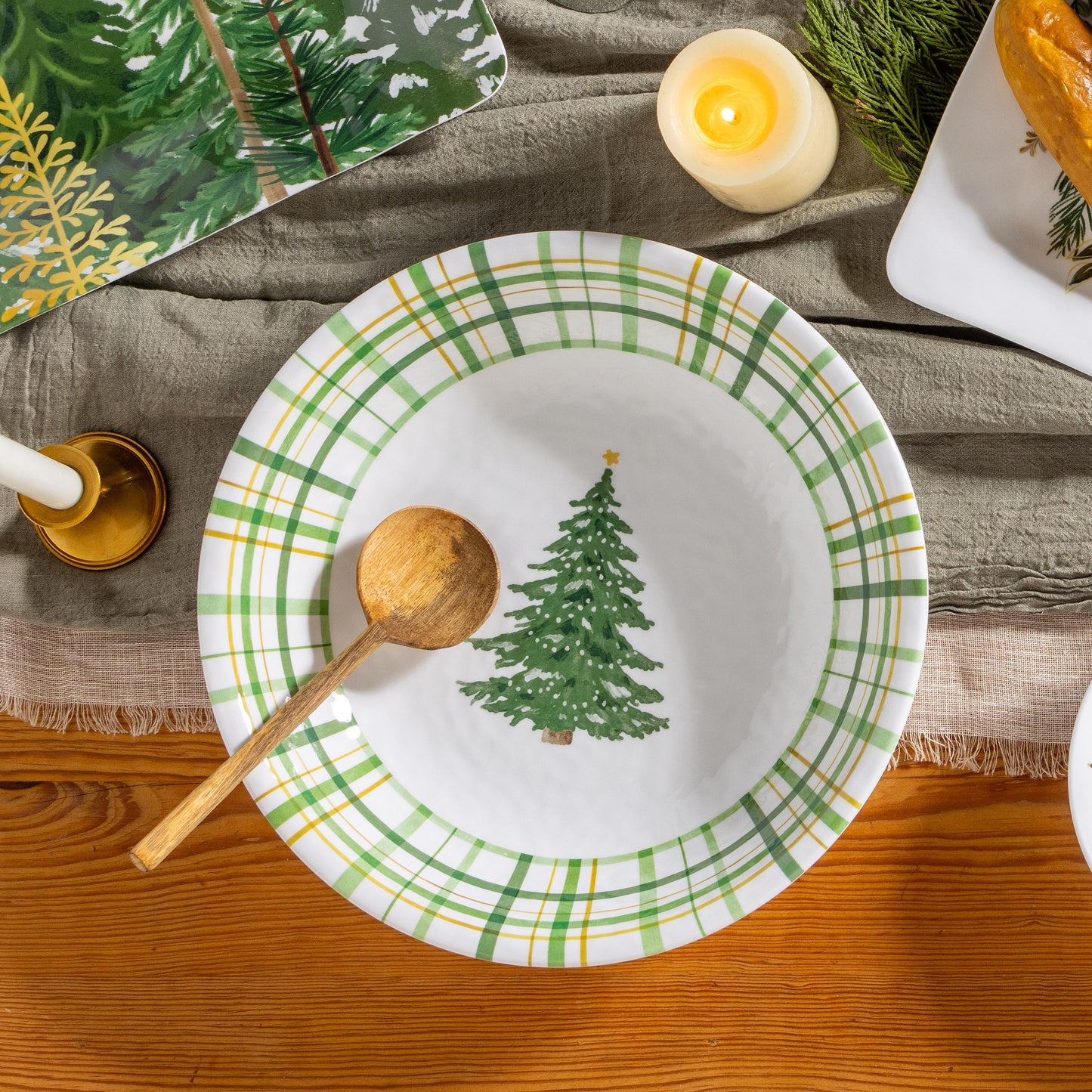 Melamine Serving Bowl - Shades of Green